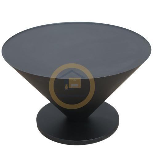 طاولة تقديم دائرية قاعدة رخام صناعي لون اسود مطفي