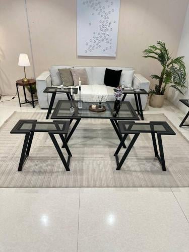 طقم طاوله ضيافة زجاج اسود