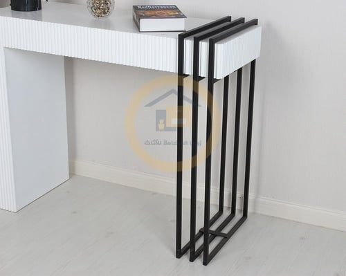 طقم طاولات مدخل كونسول لون أبيض