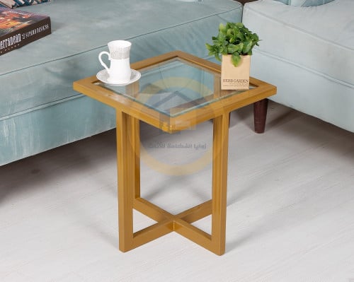 طاولة خدمة جانبية بسطح زجاجي