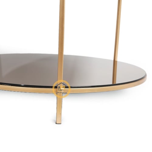 طاولة تقديم دائري دورين زجاج بني مراية