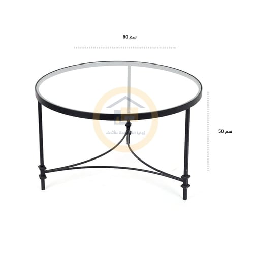 طقم طاولات زجاج شفاف عموداسود