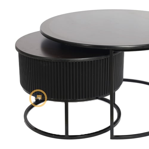 طاولات تقديم لون اسود قواعد حديد سطح خشب لون اسود