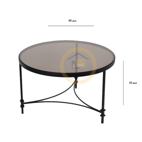 طقم طاولات زجاج عسلي عمود اسود