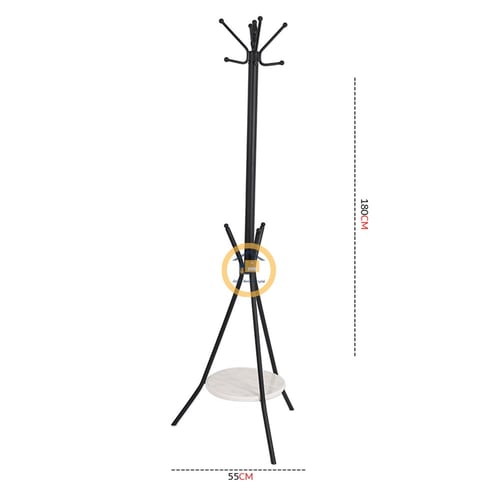 علاق ملابس قواعد حديد لون ذاسود مع رف للبخور