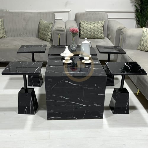 طاولة طقم بديل رخام اسود 5قطع