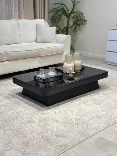 طقم طاولة ضيافة ارضي مع 4 طاولات خدمة بلون الاسود