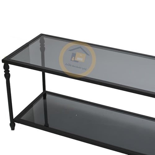 طاولة تلفزيون دورين زجاج اسود قاعدة معدن لون اسود...