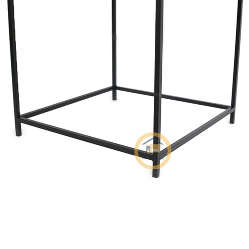 طاولة خدمة فاخرة بقواعد حديدية سوداء وسطح زجاجي أس...