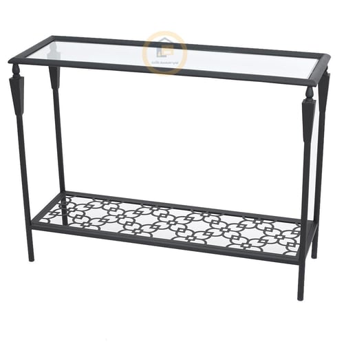 طاولة مدخل معدن دورين سطح زجاج شفاف