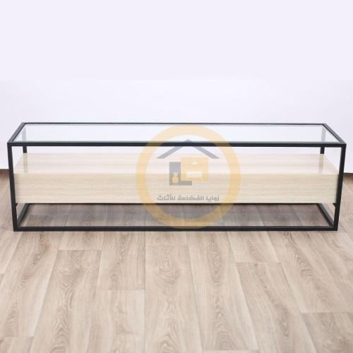 طاولة تلفزيون بديل رخام لون بيج شبية الترافنتينو