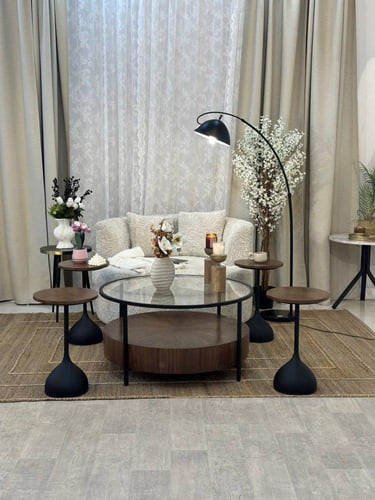 طقم طاولات خشب قشرة جوز الهند