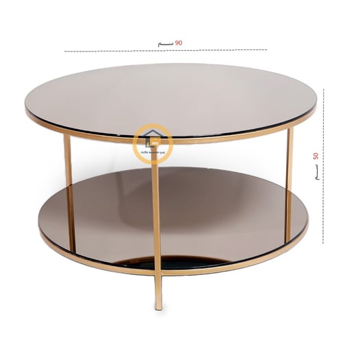 طاولة تقديم دائري دورين زجاج بني مراية