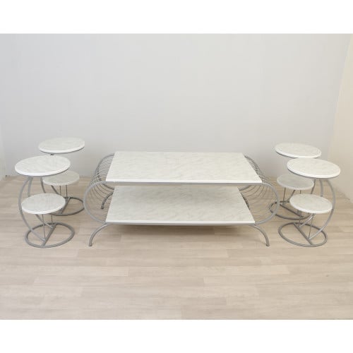 طقم طاولة تقديم طعام 5قطعة القاعدة حديد السطح خشب