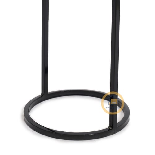 طاولة خدمة حديد لون أسود وسطح زجاج شفاف