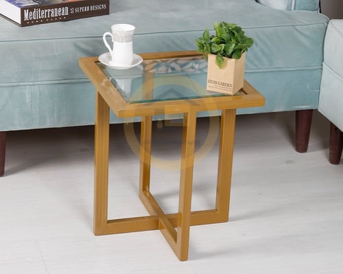 طاولة خدمة جانبية بسطح زجاجي