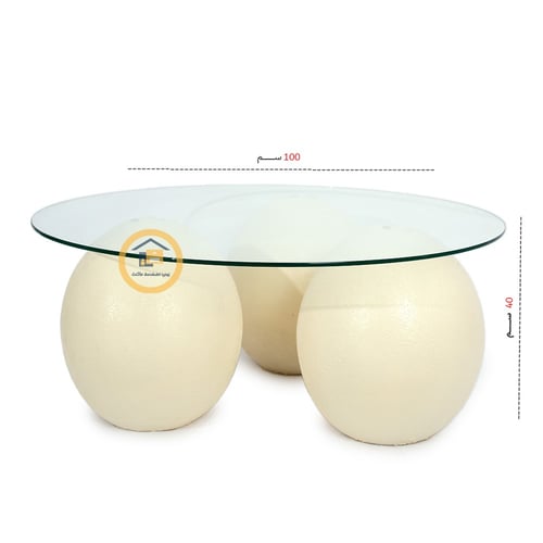 طاولة تقديم رخام صناعي بشكل كورة لون بيج خشن سطح ز...