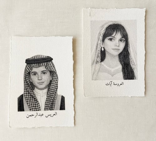 صورتين للعرسان بورق القطن