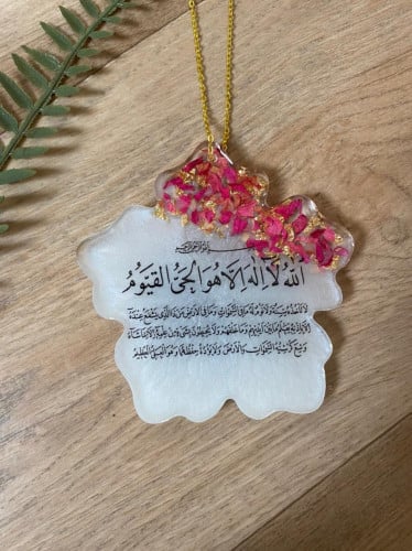 تعليقة سيارة وجهين مطرزة بالورد المجفف وورق الذهب...