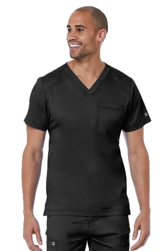 Matrix by Maevn Men's Basic V-Neck Solid Scrub Top