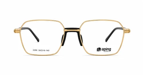 نظاراة طبية لون- ذهبي ممزوج باسود-2290 aping