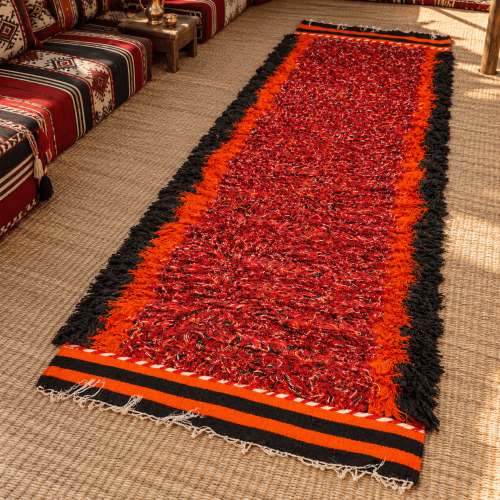 Heritage mat, handmade twisted wool, heritage floor mat, size 3×1 meters, white