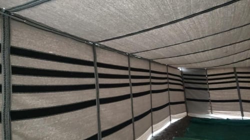 بيت شعر سعودي , مقاس 10×20 ×2 ياردة, أبيض مخطط أسو...