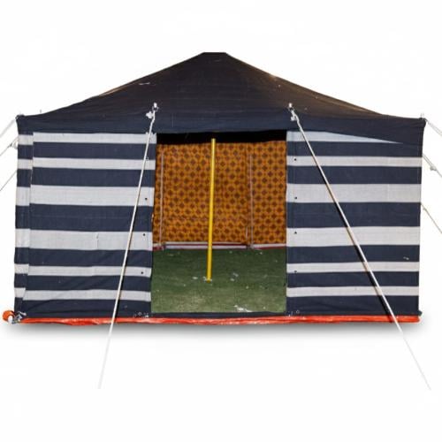 خيمة نجد, 3 طبقات, مقاس 4×4×2 ياردة, أسود مخطط بال...