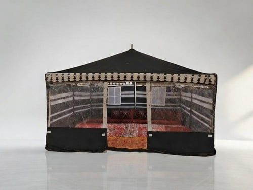 خيمة ملكية مقاس4×4م أسود مخطط أبيض