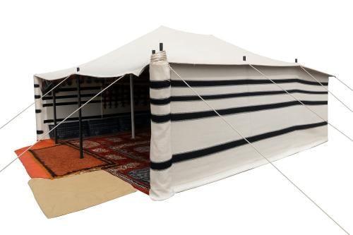 بيت شعر سعودي, , مقاس 6×6 ياردة,أبيض مخطط