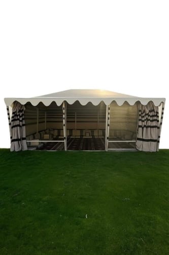 خيمة الفخامة مقاس 5×7 م , واجهة شفاف مع ستائر , ضد...