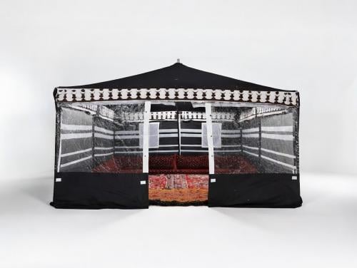 خيمة ملكية مقاس4×4م أسود مخطط أبيض