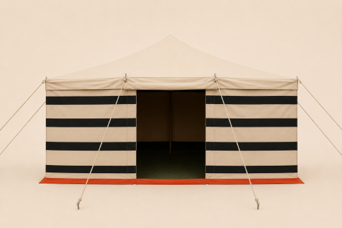 Najd tent, 3 layers, white striped, size 4×4 yards.