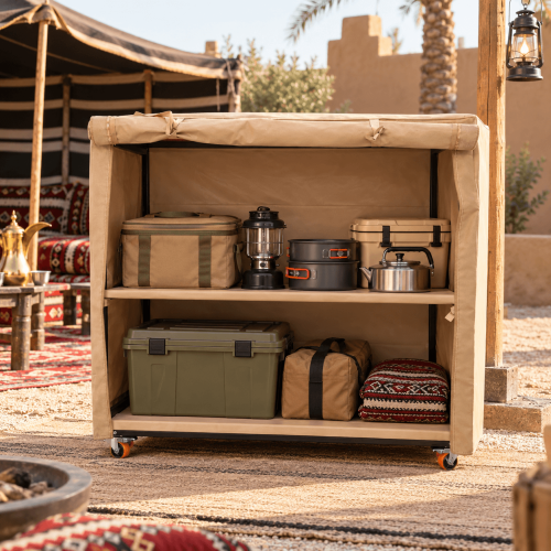 Falcon, storage cabinet, storage yard, 2 shelves, covered with PVC leather, beige