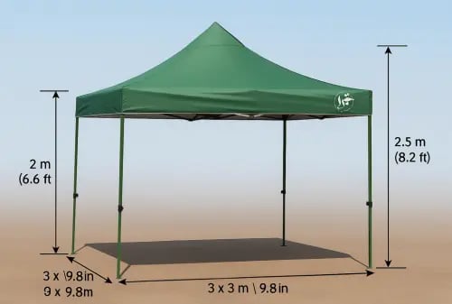 مظلة سفرية, مظلة حدائق مقاس 3×3 متر, أخضر