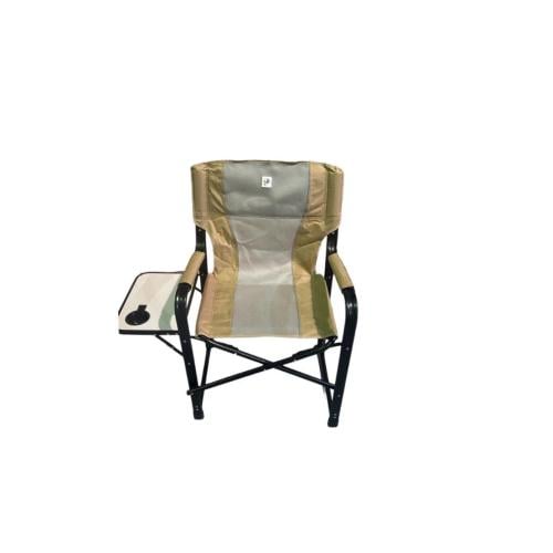 كرسي رحلات, مع طاولة جانية و حامل أكواب,كاكي