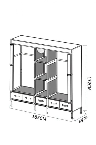 دولاب ملابس, خزانة ملابس قماش بني غامق 185*45*172...