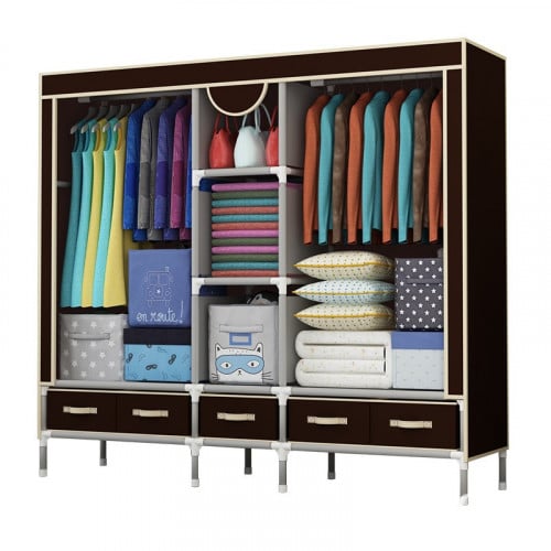 دولاب ملابس, خزانة ملابس قماش بني غامق 185*45*172...
