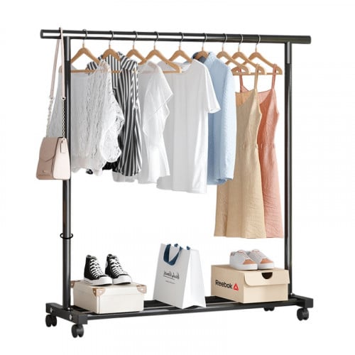علاقة ملابس معدن شماعة ملابس بعجلات 150*40*145سم أ...