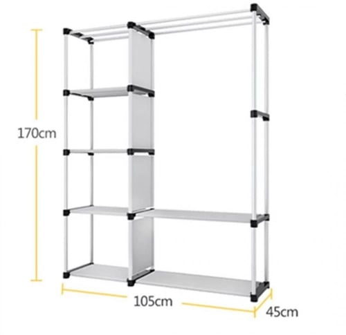 دولاب ملابس لتخزين وتنظيم الملابس خزانة ملابس رماد...
