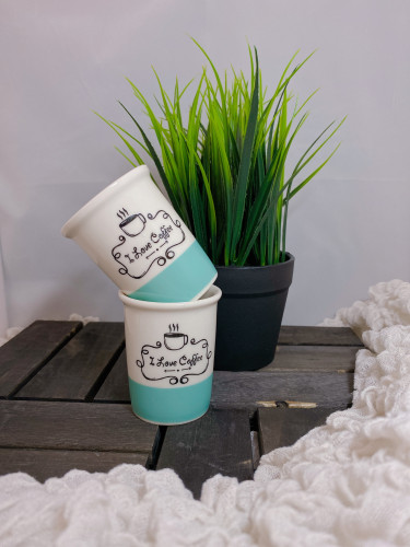 كوب قهوه زجاج قطعة واحدة- أزرق فاتح