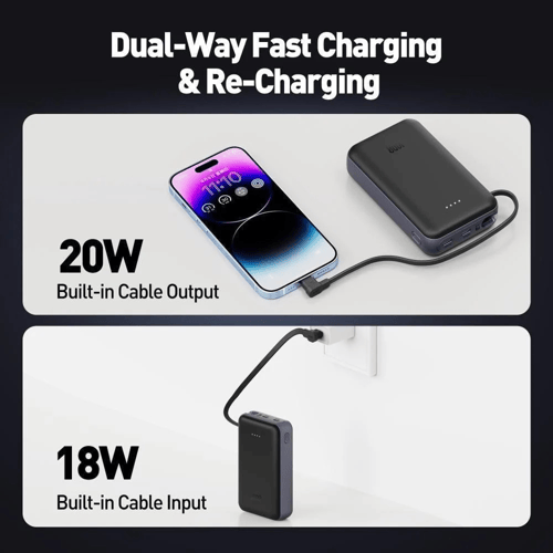 جودا - شاحن متنقل 10000 ملي امبير بقوة 20W بمنفذين...