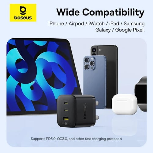 بيسوس - شاحن سريع بالم 65 واط + كيبل تايب سي