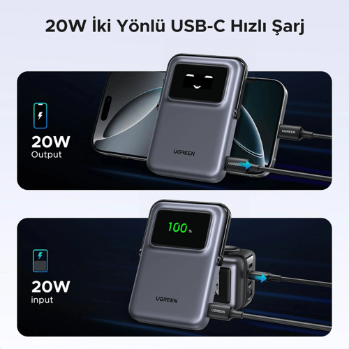 يوجرين شاحن متنقل لاسلكي سعة 10000 ملي أمبير 20 وا...