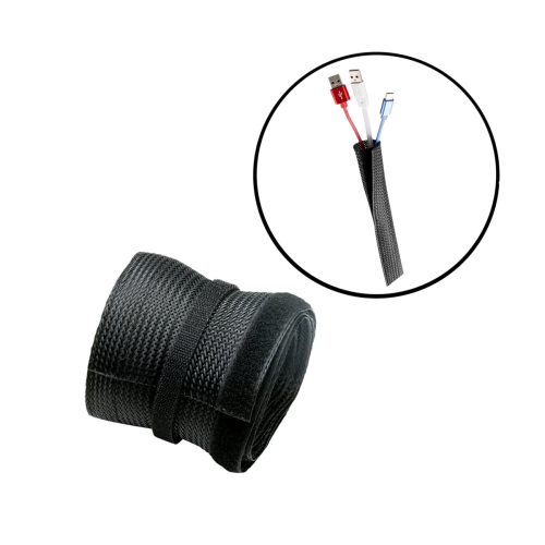 GAMEON GO-5374 Flexible Cable Wrap Sleeve with Hook and Loop Fastener (85mm/3.3" Width) - Black