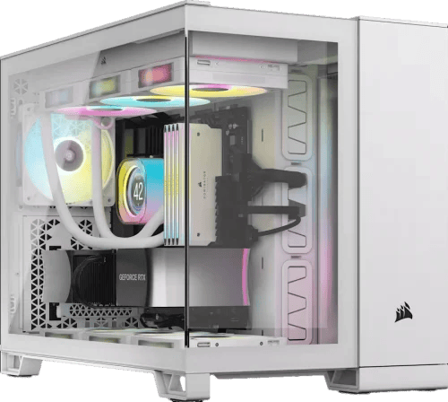 Corsair iCUE LINK 2500X RGB Dual Chamber Micro-ATX PC Case – White