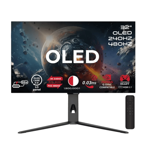 GAMEON GO32OLED4K Signature X Series 32" Dual Switch OLED 4K UHD 240 Hz/FHD 480 Hz, 0.3 ms, HDMI 2.1, Gaming Monitor (Supports PS5...
