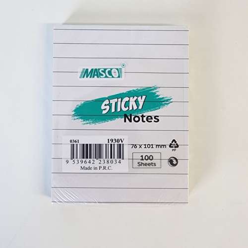 ورق ملاحظات لاصق ابيض مسطر