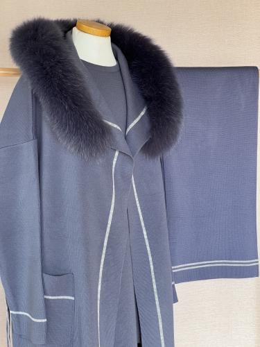 طقم فرو طبيعي ثلاث قطع - ازرق