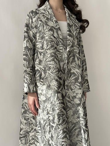 عباية تفته - رمادي مع ابيض